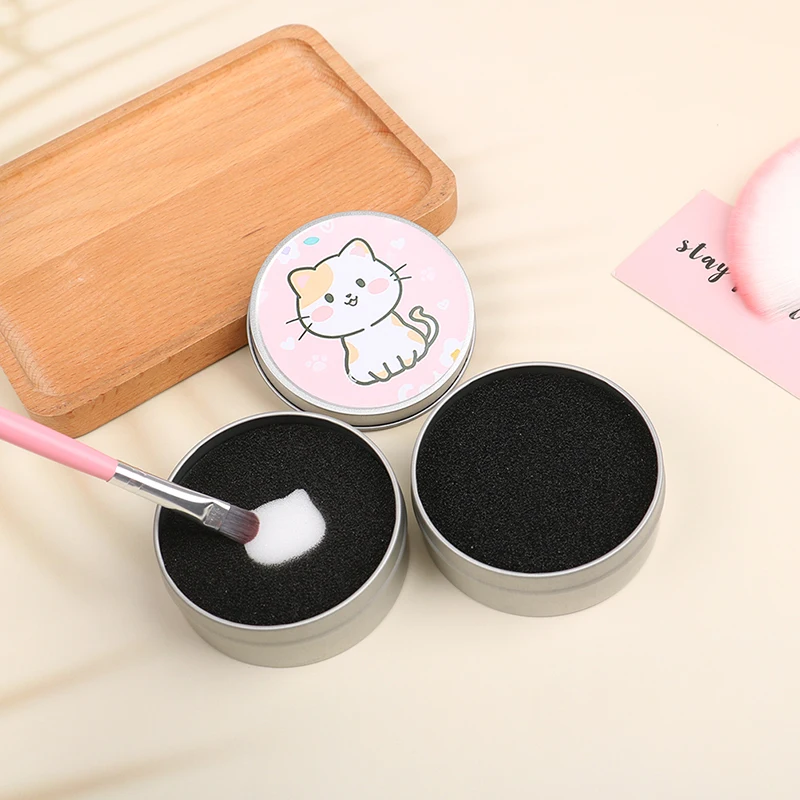 Portable Makeup Brush Cleaning Sponge Box Cosmetic Brush Sponge Wash Box Makeup Brush Cleaner Scrubbing Tools