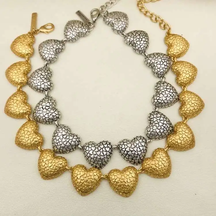 

Oscar Matte Heart Texture Necklace Vintage Minimalist Statement Jewelry Unique Birthday Gift for Women