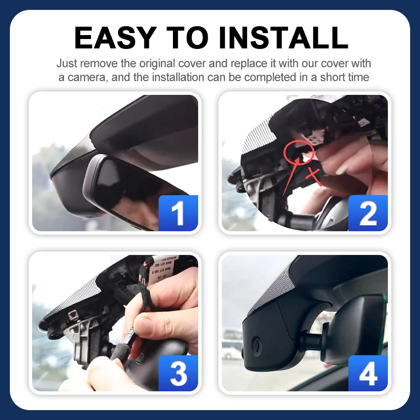 HESHECAM 4K داش كام لأودي 2015-2025 A3 A4 A5 Q5 Q3 A6 للرؤية الليلية واي فاي ، مسجل فيديو رقمي للسيارات اللاسلكية لـ A7 Q7 A1 Q2 TT RS S SQ5 S8 SQ8