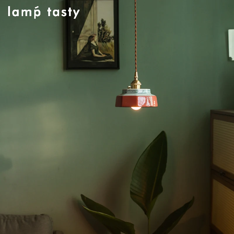 New Chinese style retro ceramic chandelier Japanese style homestay showcase restaurant tea room hotel bedside chandelier