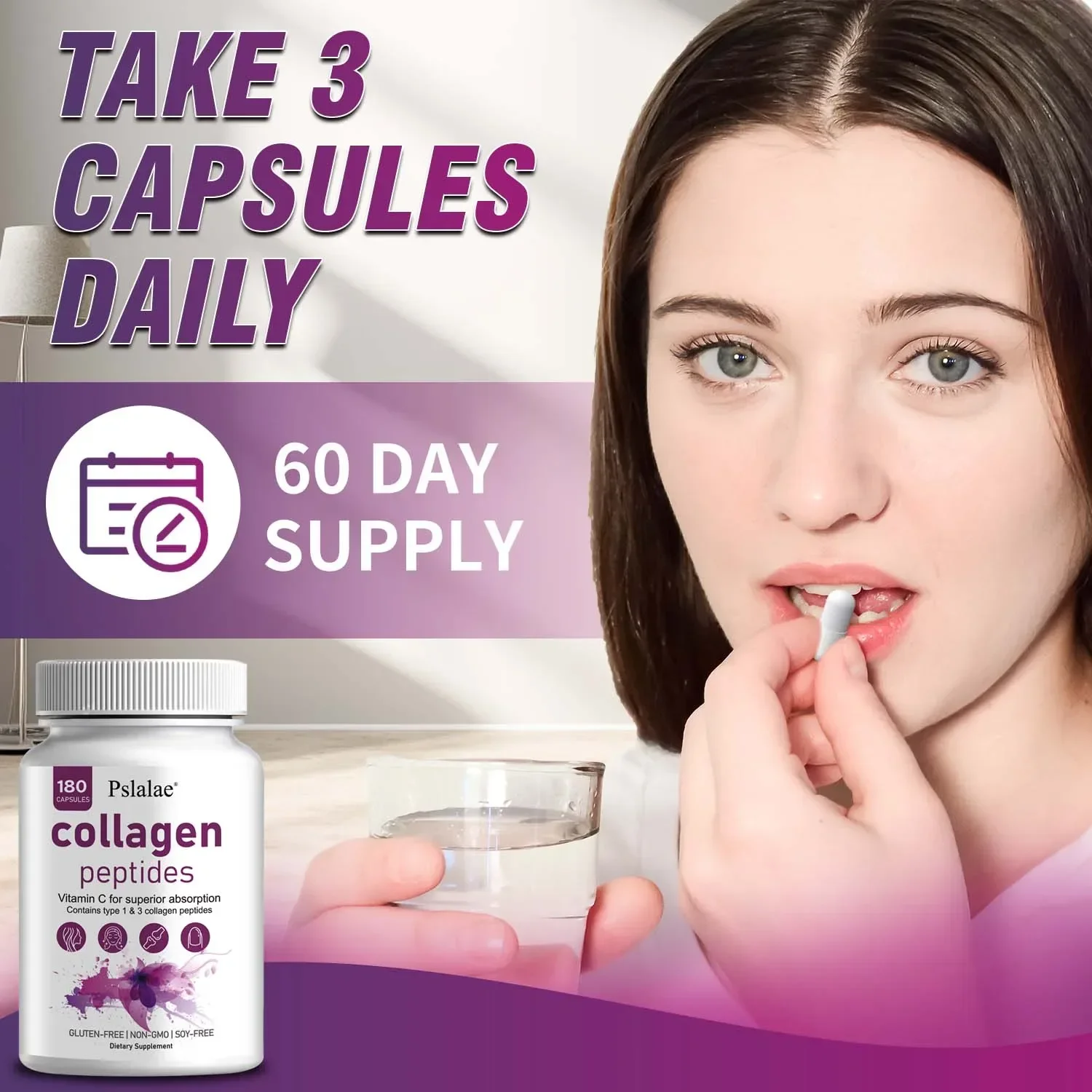 Collagen Peptides - Brightens Skin Tone, Beauty Whitening, Enhances Skin Firmness, Non-GMO