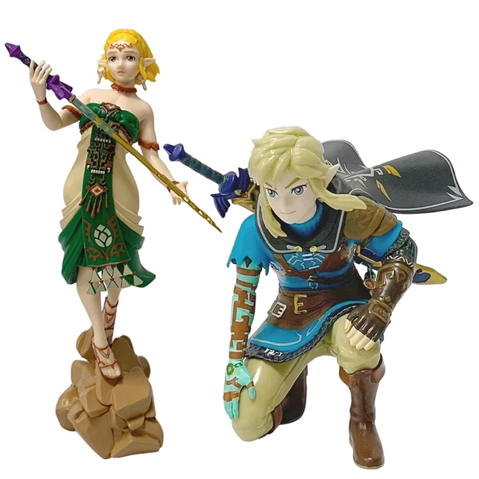 Figura de Anime de 21CM The Legend of Zelda: Link's Awakening Kingdom Of Tears, Modelo do Link e da Princesa Zelda, Brinquedo de Coleção de Anime