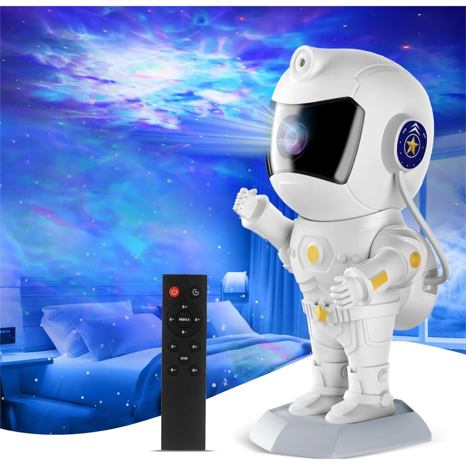 

Проектор звездного неба Galaxy Star с таймером и пультом ДУ, ночник-лампа Starlight Space Nebula для декора дома и спальни, на Рождество