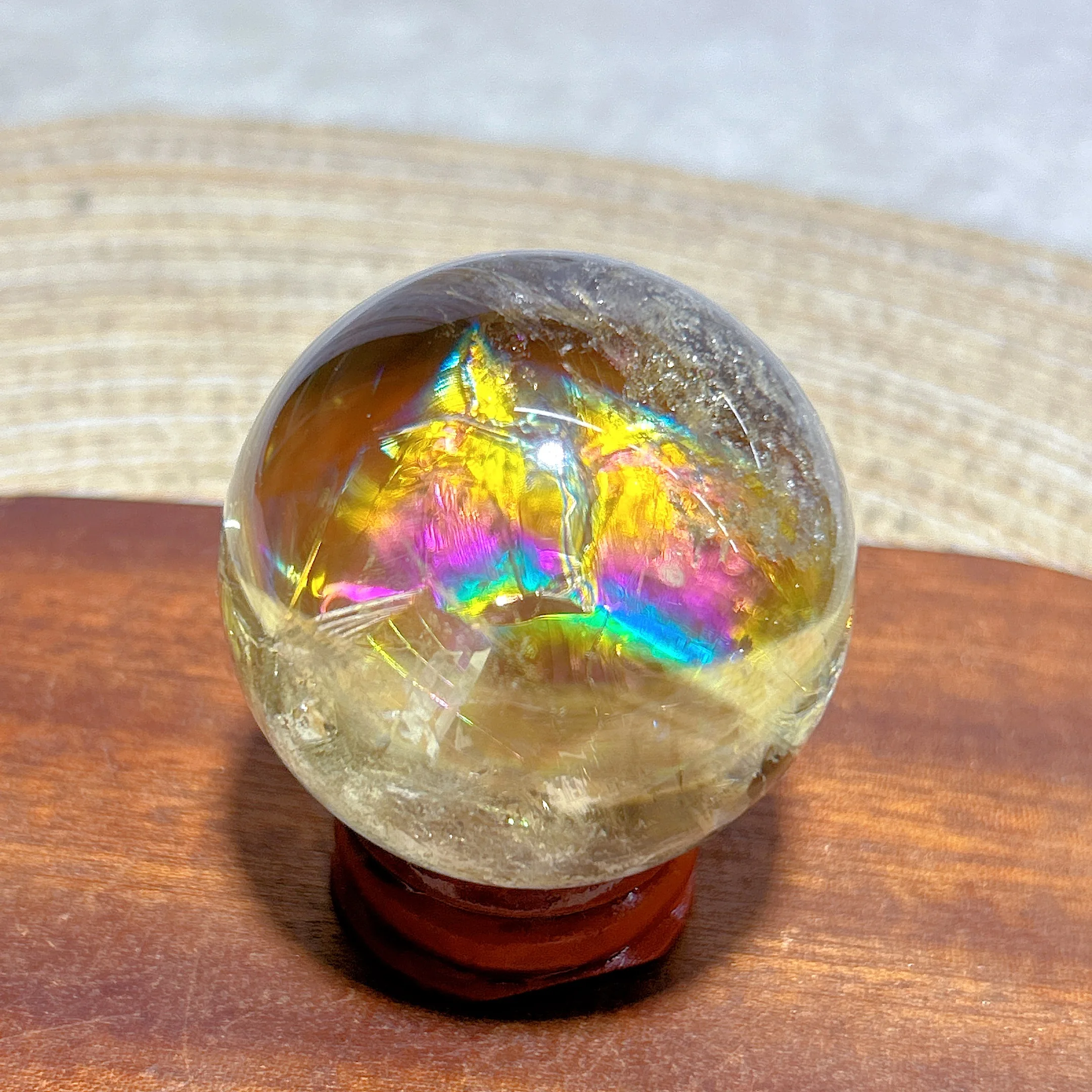 

Natural Crystal Brazil Rainbow Citrine Sphere Polished Ball High Quality Healing Gemstone Mineral Energy Home Decorations Gift