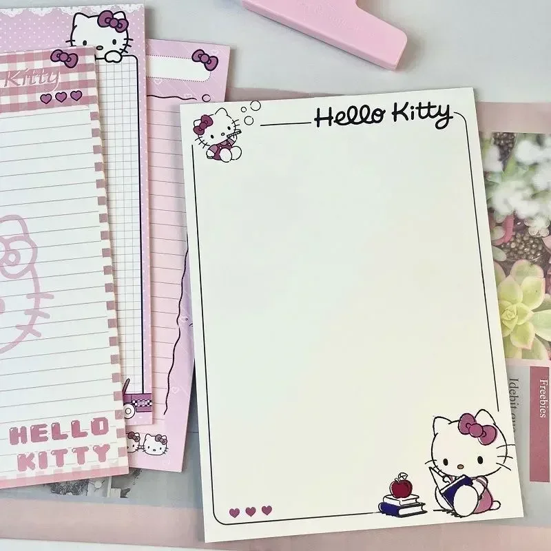 

2025 Sanrio Hello Kitty Notebook - Kawaii Anime Heart Grid & Lines, Student Office Stationery