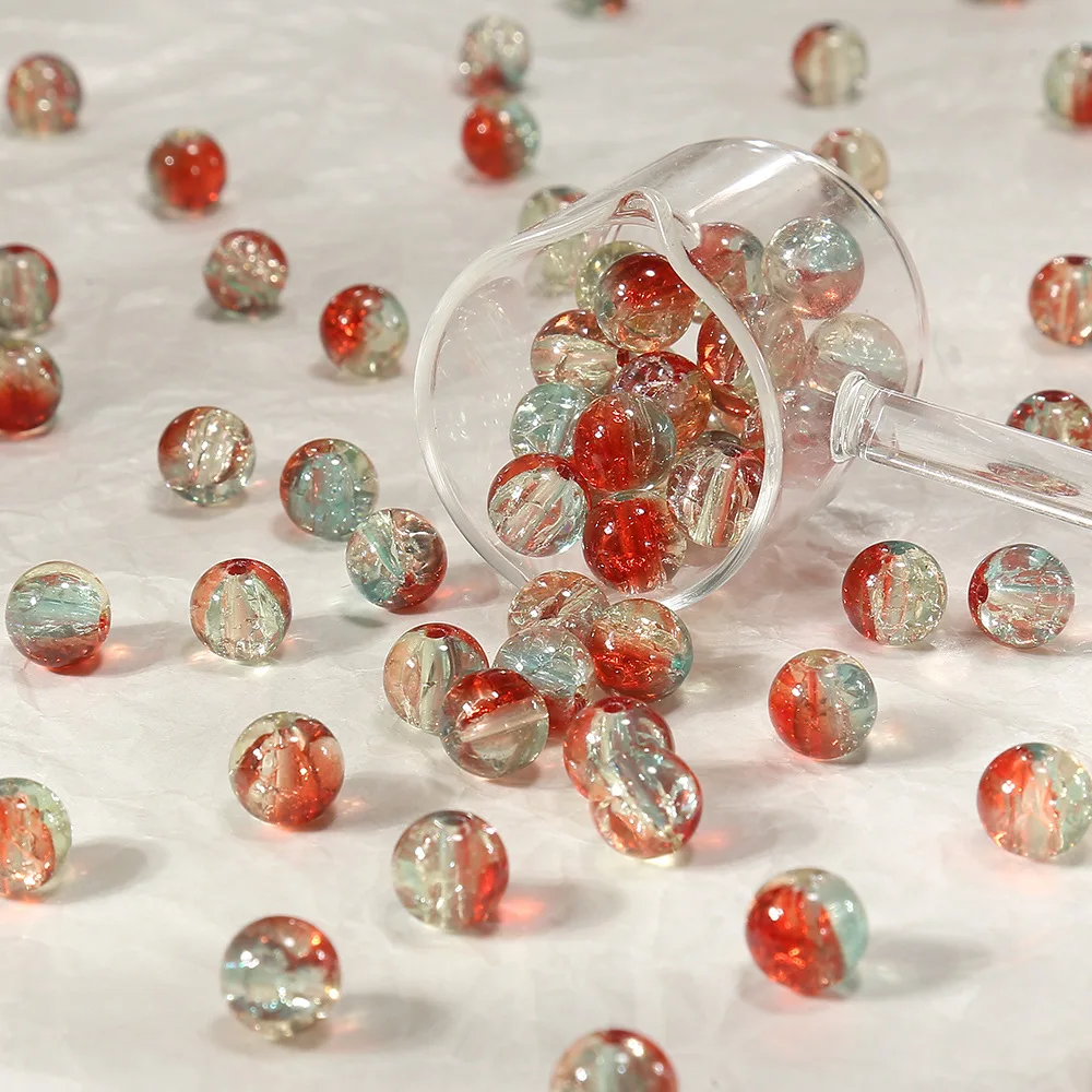 Handmade DIY Bracelet Material - Glass Cracked Burst Beads, Jewelry Making Supplies for Bracelets and Necklaces