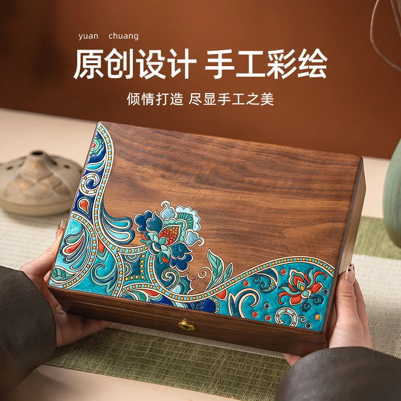 Walnut jewelry box wedding gift wedding gift bride solid wood storage box practical high-end exquisite new gift box