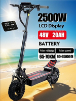 EU New Electric Scooter 2500W 48V20AH  Max Speed 50-65km/h 11 Inch Off-road Tyre hydraulic damping Lcd Display Foldable Escooter