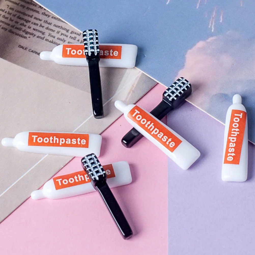 

Toothbrush Charms Simulation Toothpaste House Decorate Resin for Crafts Toothbrushes
