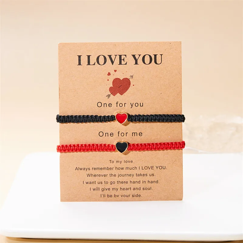 2er-Set mit farbenfrohen, herzförmigen, passenden Armbändern für Paare, Freundschaften, trendige Paar-Armbänder, Jahrestagsgeschenke zum Valentinstag – Detail 22