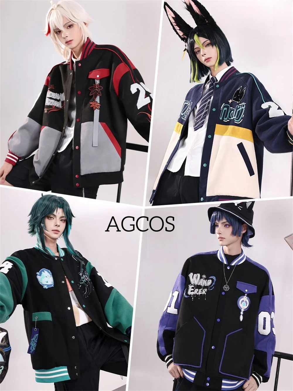 AGCOS Game Genshin Impact Kaedehara Kazuha Wanderer Balladeer Xiao Tighnari Cosplay Costume Coat Jacket Baseball Uniform