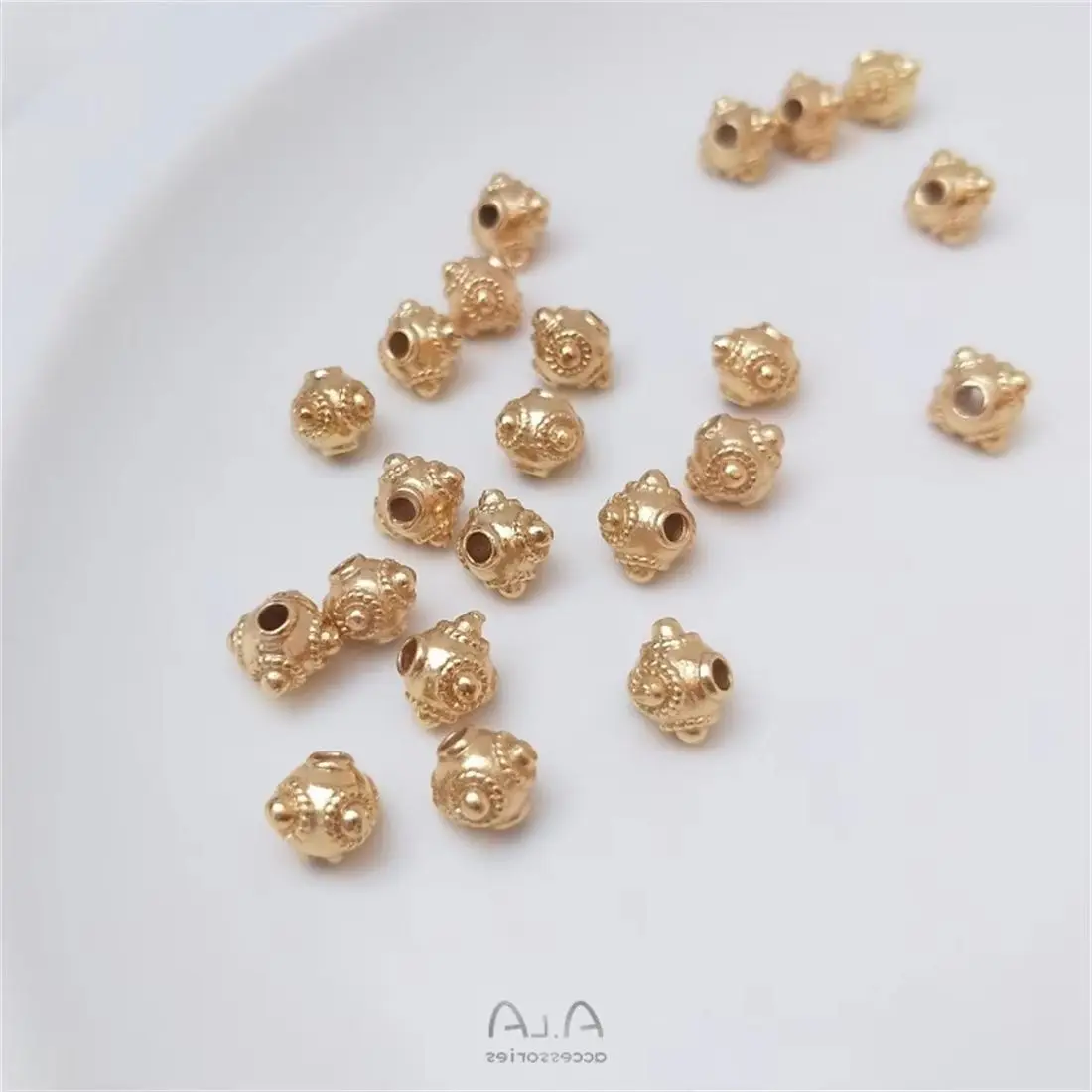 14K Gold Plated Brass 5.5mm Vintage 4-Claw Dragonfly Eye Spacer Loose Beads DIY Bracelet Earring Jewelry Findings