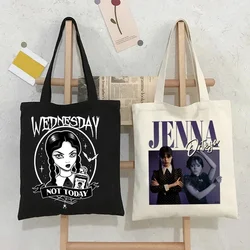 Borsa per la spesa riutilizzabile femminile Eco Nevermore Academy day Addams Shopping Bag Tote Bags for Women Canvas Bag