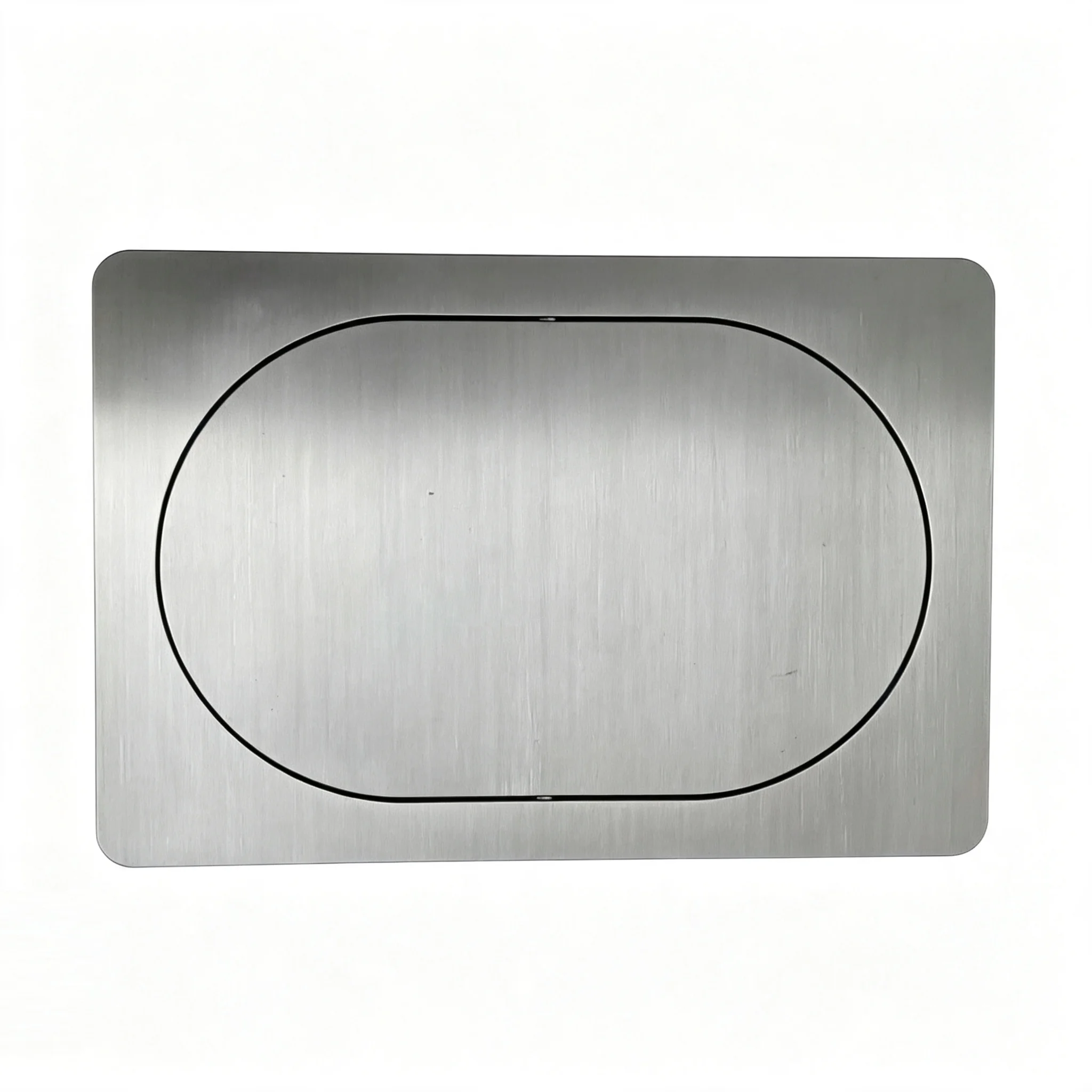 1Pc Stainless Steel Flush-mounted Countertop Trash Lid With Oval Balanced Swing Flap Cover