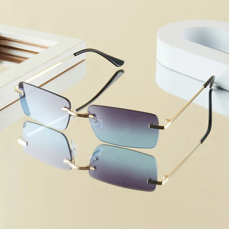 1 قطعة نظارات الموضة الرجالية الجديدة المعدنية بدون إطار أنيقة الرجعية تنوعا العصرية مناسبة للاستخدام اليومي عطلة في الهواء الطلق حماية من الشمس