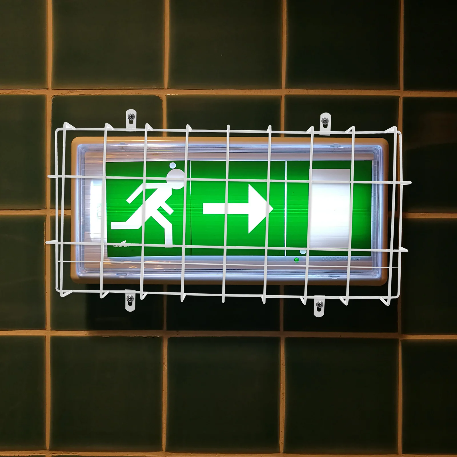 علامة خروج معدنية مثبتة على الحائط، غطاء حماية للقفص، غطاء خفيف للطوارئ لمراكز التسوق، شبكة سلكية شديدة التحمل