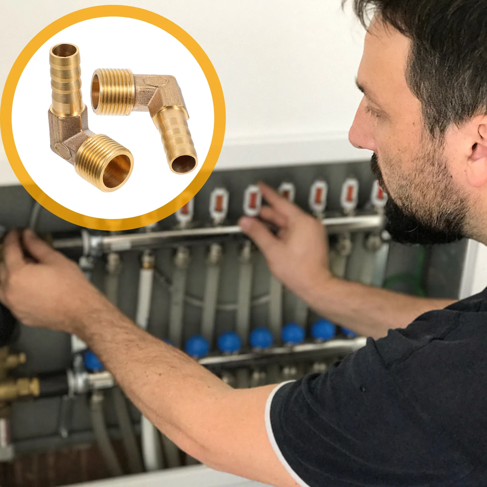 

2Pcs Brass 90 Degree Elbow Quick Connect Fittings for Water Oil Gas Lines Lightweight No Tools Needed High Pressure Temperature