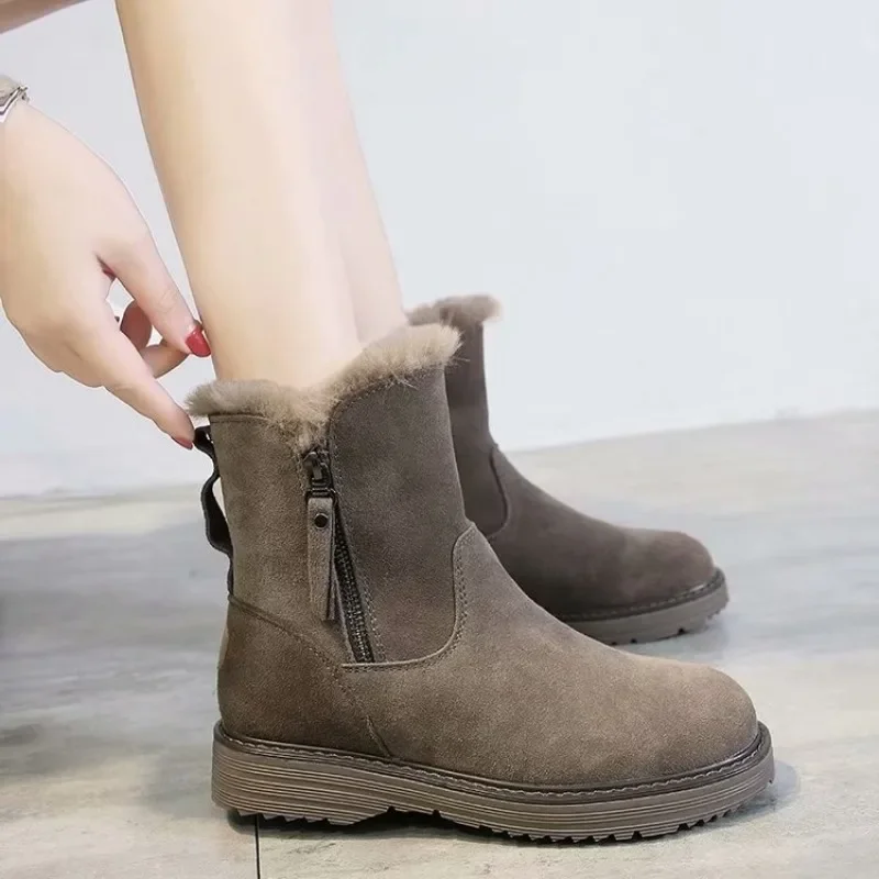 2024 New Winter Boots Women Genuine Leather Shoes Cow Leather Women Snow Boots Warm Shoes Cold Winter Woman Ankle Boots