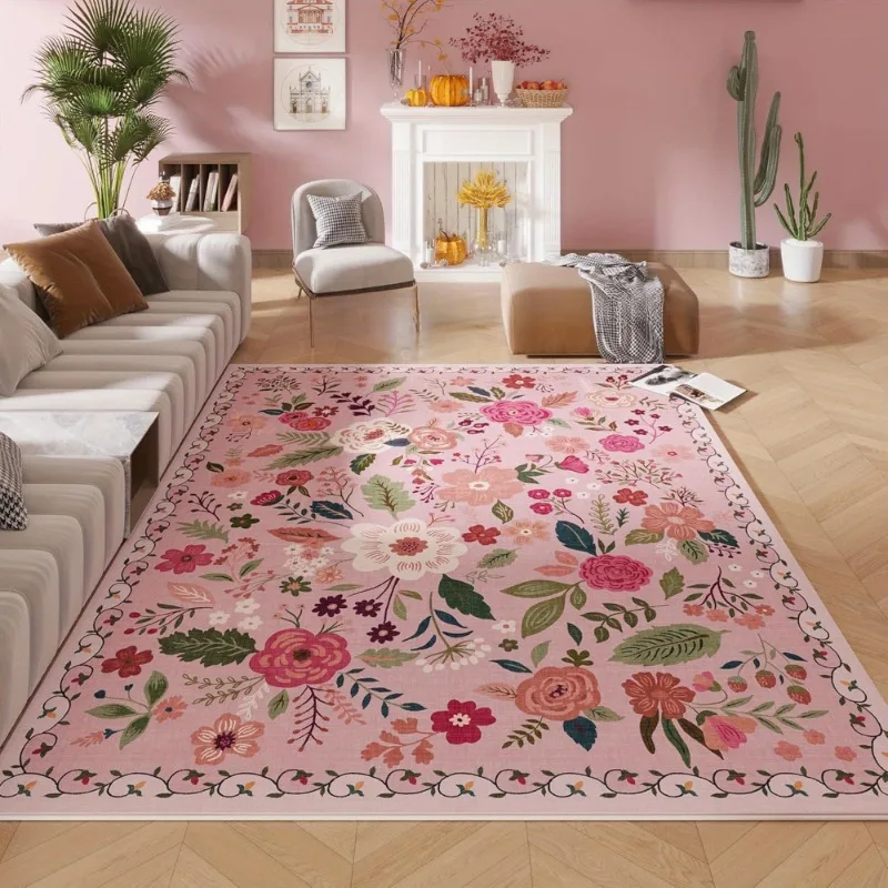 

Luxurious Vintage Floral Area Mat Non-Slip, Machine Washable Perfect for Living Room, Bedroom, and Home Decor, Polyester Mat