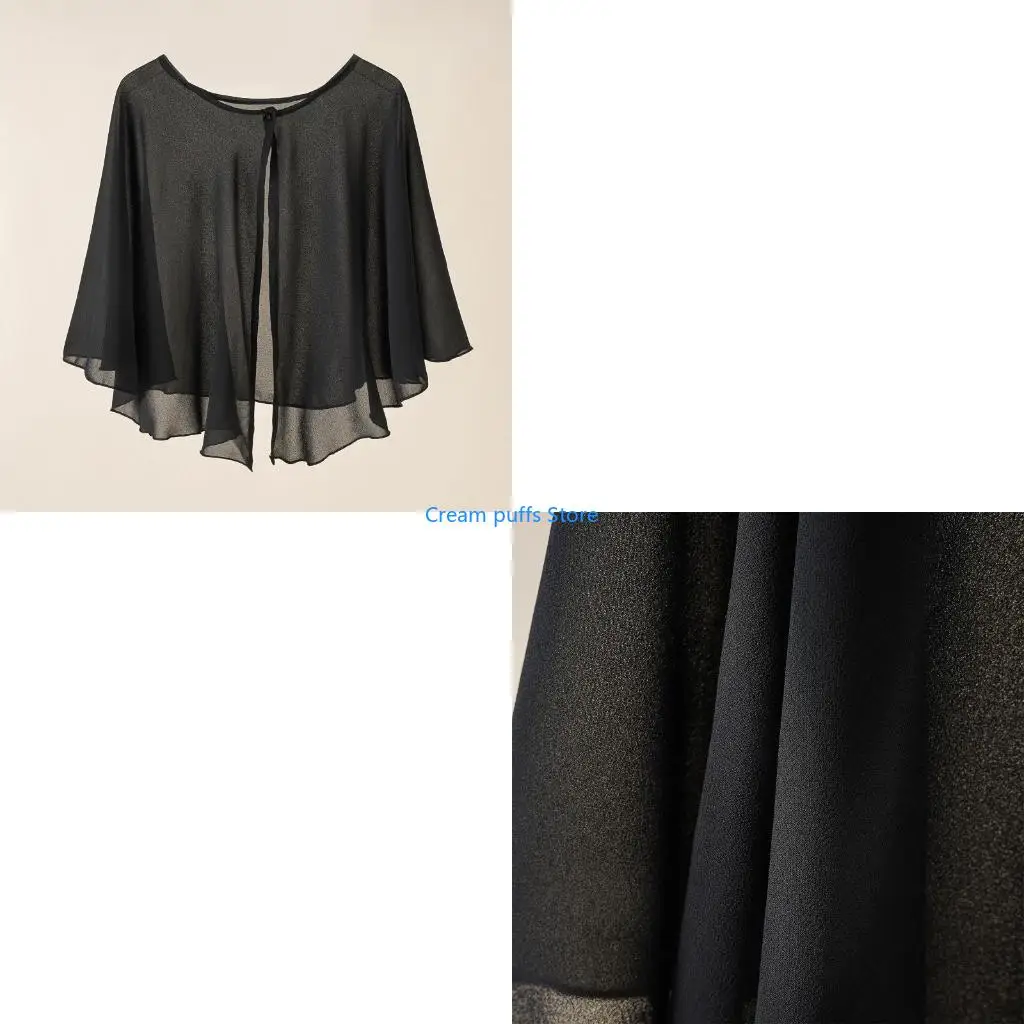 50LE Classical Color Cloak for Ladies Spring Summer Lightweight Shawls Beach Sun-proof Short Anti-uv