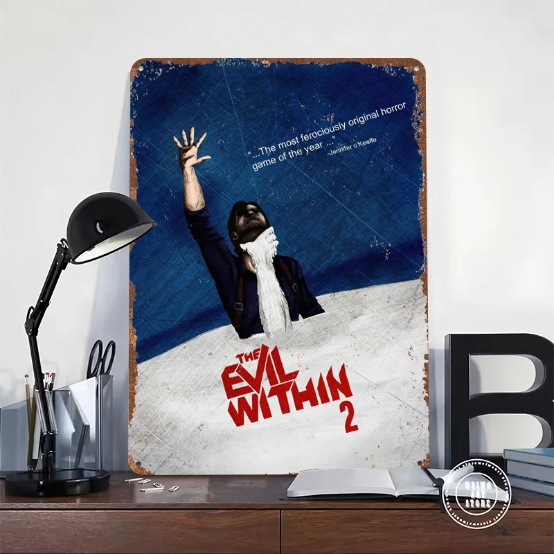 The Evil Within 2 Game Tin Plaque Poster Customized Wall Art Retro Vintage Metal Signs for Man Cave Coffee Bar Accessories Decor
