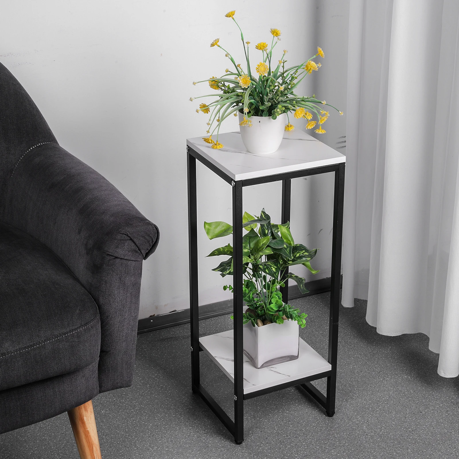 

Двухуровневая металлическая подставка для цветов, декоративная полка для растений, водонепроницаемая подставка для цветочных горшков, держатель для нескольких растений для дома