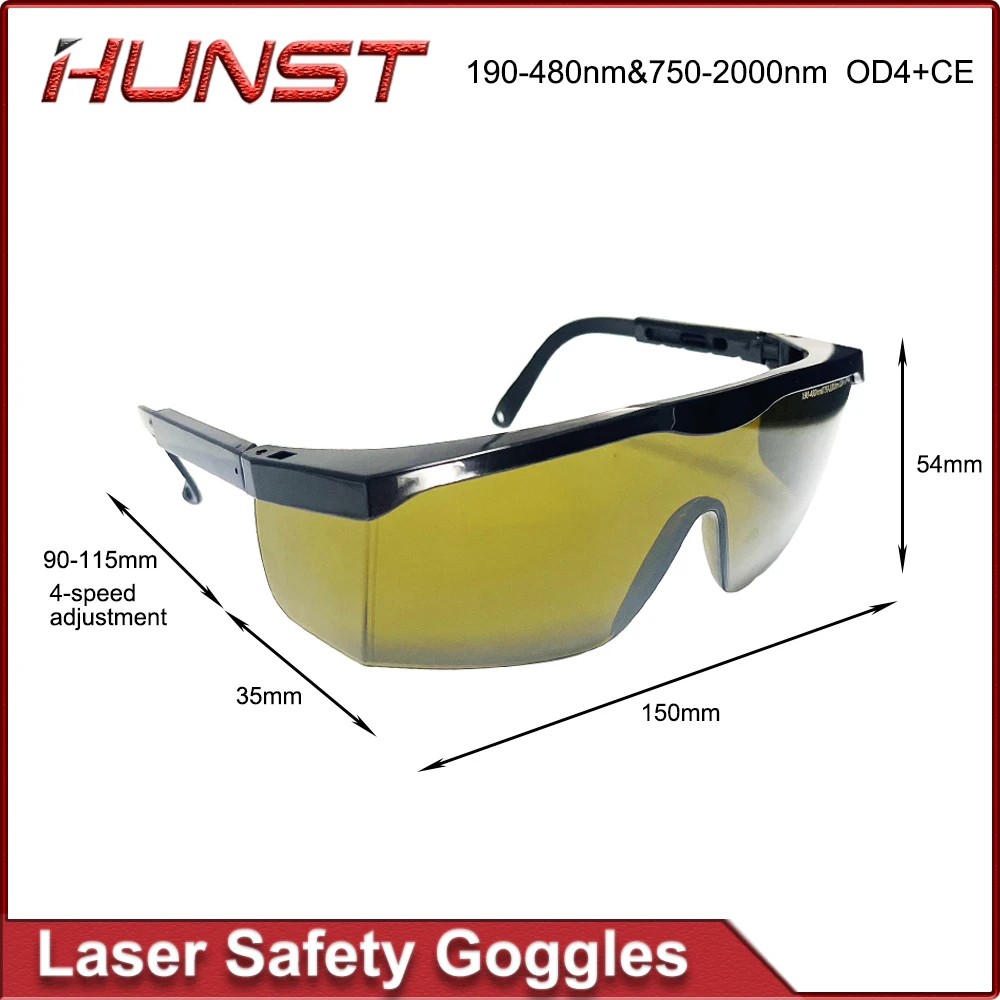 HUNST Cosmetic Hair Removal Laser UV Laser Safety Glasses 190-480 nm and 750-2000 nm OD4 + CE Protective Shield