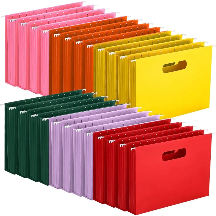 

24 Pcs Hanging File Folders with Full Height Gusset Paper A4 Expanding Letter Size Hanging File Folders foed for Bulky Files Me