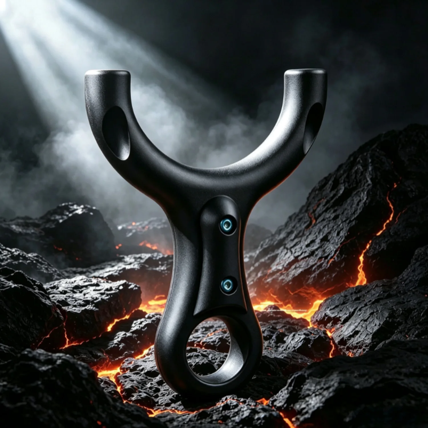 Black Resin Y-Shaped Slingshot with Round Fork Finger Ring & Colorful Screws for Outdoor Target Practice