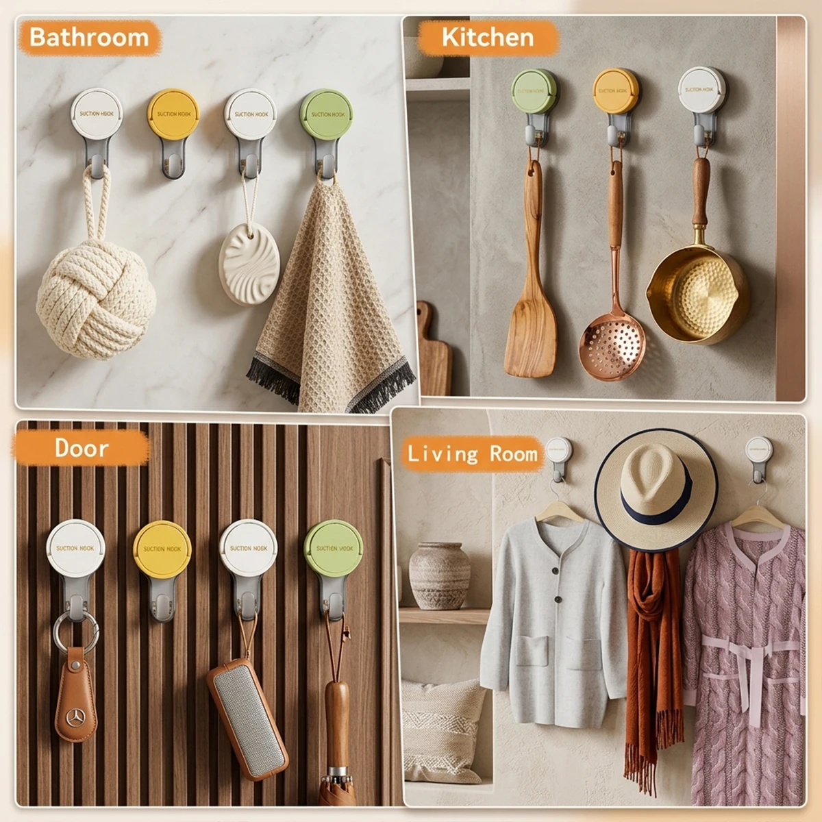1-10pcs Suction Cup Hook Reusable Stronge Vacuum Bathroom Suction Cup Hooks Waterproof Easy Removable Towel Rack Clothes Hanger