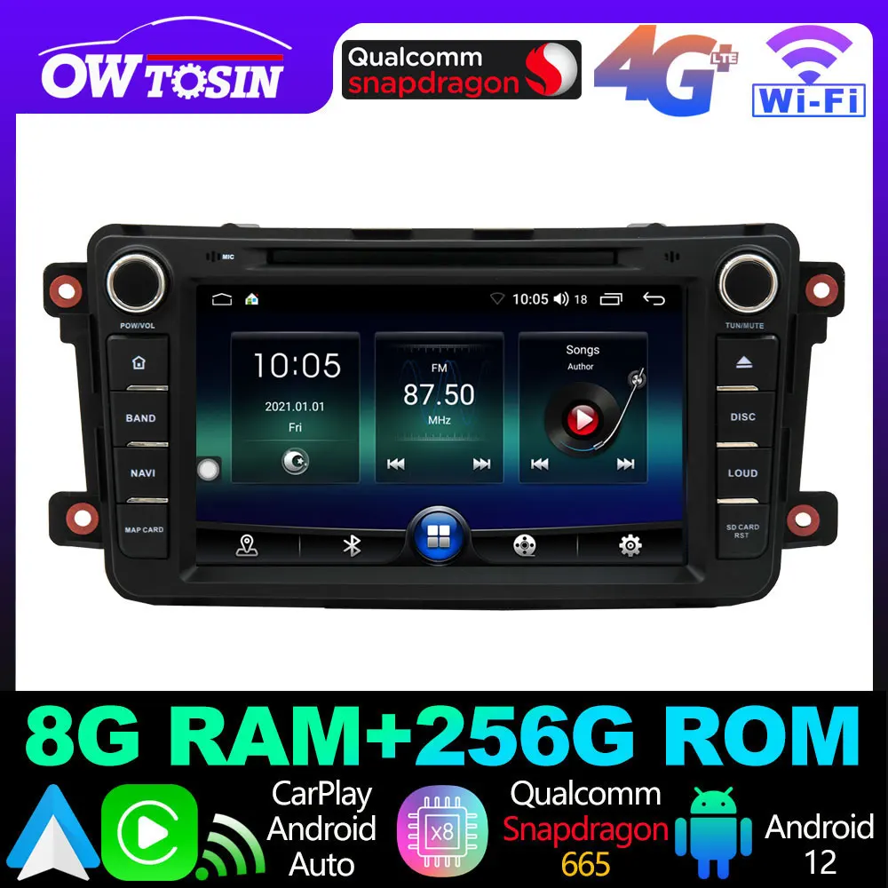 A7870 Android 13 12G+256G Car Multimedia Player For Mazda CX9 CX 9 CX-9 TB 2006-2016 Auto Bluetooth CarPlay GPS Navigation Radio