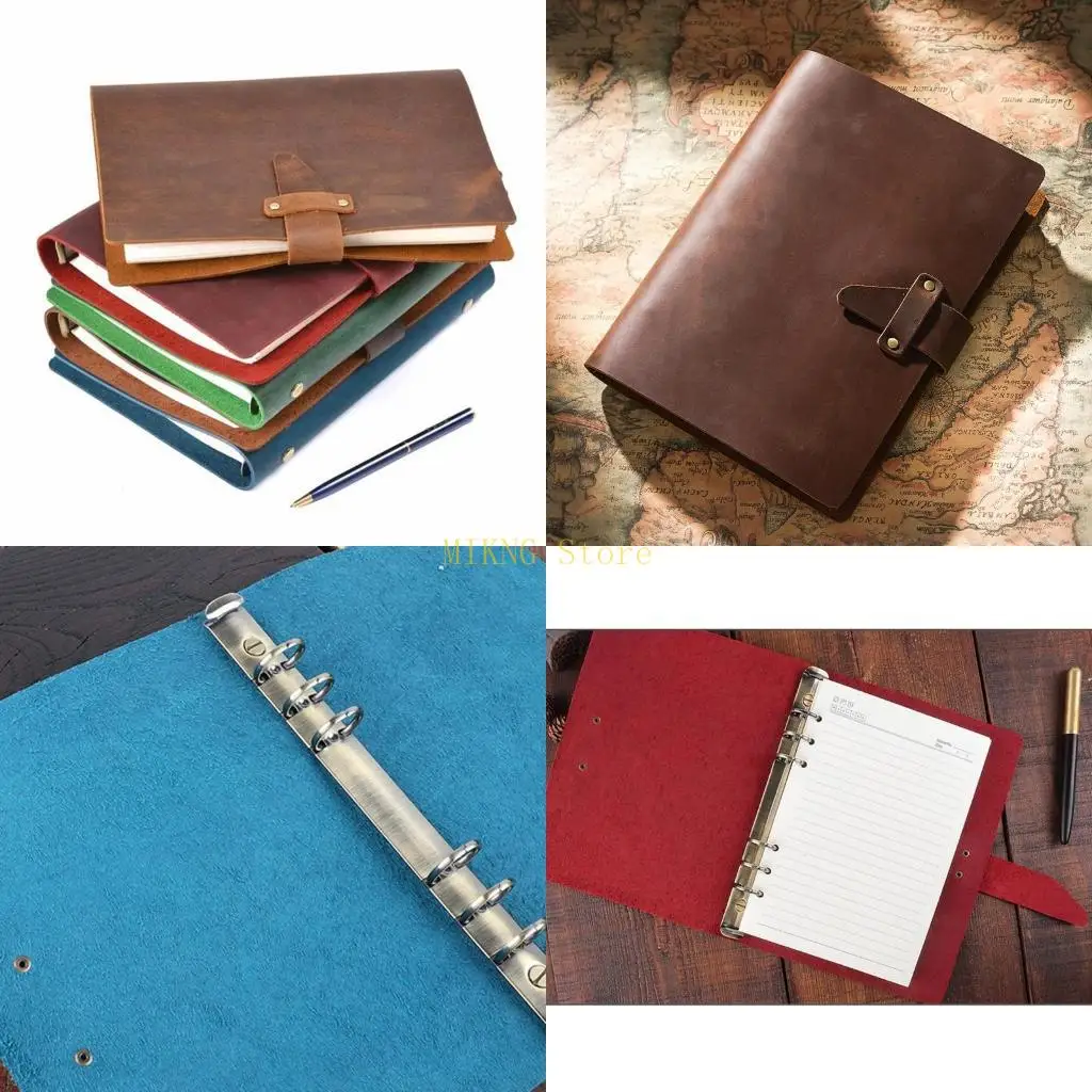 Leather Journal Notepad Closure 6 Ring Binder Diary Loose Notebook Travel Business Gift for Adult best sale