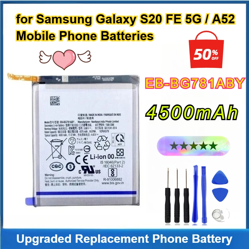 

100% New High-Capacity 4500mAh EB-BG781ABY Replacement Phone Battery for Samsung Galaxy S20 FE 5G / A52 Mobile Phone Batteries