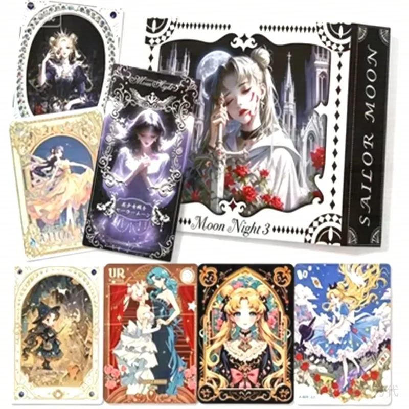 Sailor Moon Moon Night 3 Collectible Card Blind Box, Gothic Dark Style Anime Character Trading Card Collection for Anime Lovers