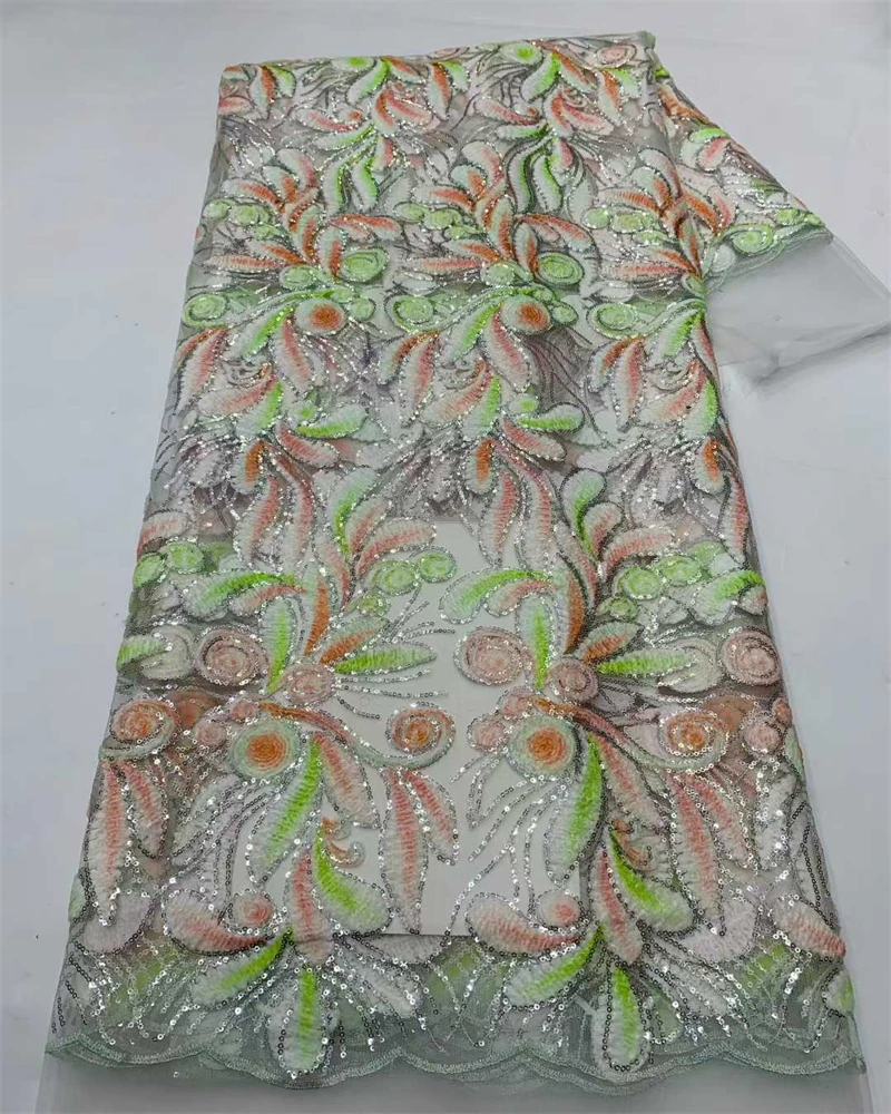 고품질 아프리카 프랑스 메쉬 레이스 원단, 나이지리아 웨딩 드레스용 스팽글 장식