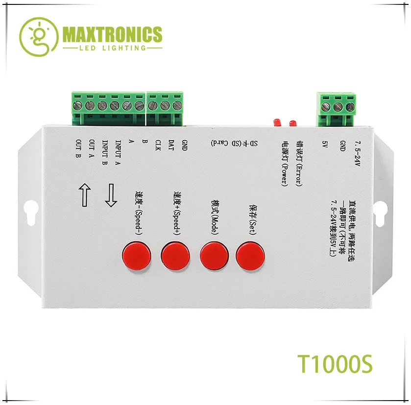 

Новинка, SD-карта T1000S, красный зелёный синий, флэш-контроллер, макс. 2048 пикселей, для WS2801, WS2811, WS2812B, LPD6803, 2048 дюйма, флэш-лента, 5 ~ 24 В постоянного тока