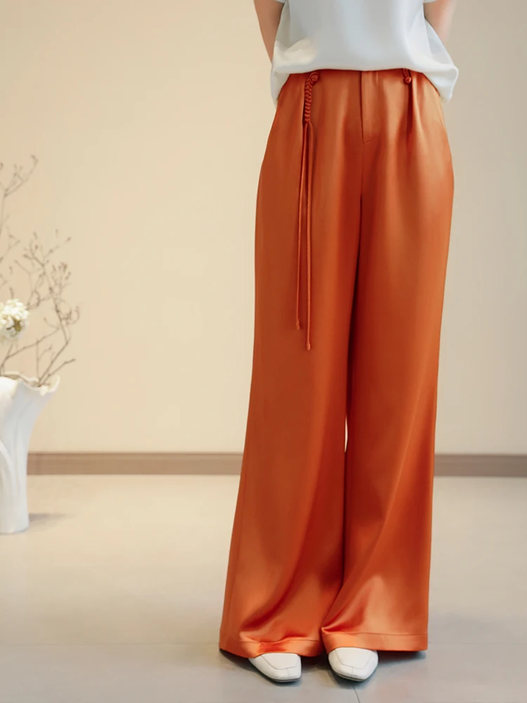 

Брюки с высокой талией, эластичным поясом, дышащие, немнущиеся, утягивающие, универсальные, широкие, весна-лето, новинка, женские повседневные брюки