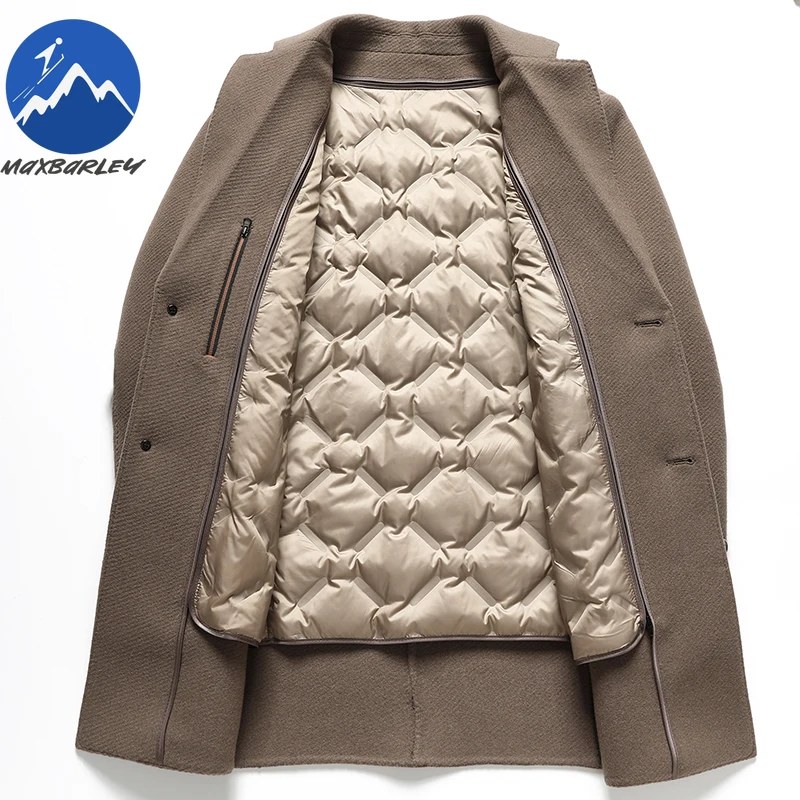 Maxbarley Luxury Men Down Jackets Fashion Suit Collar Work Warm Goose Down Filled Coat Casual Business Lightweight Winter Jacket