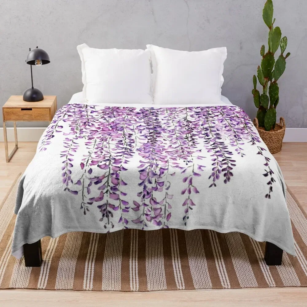 purple wisteriain bloom Throw Blanket For Baby Bed linens anime Shaggy Blankets