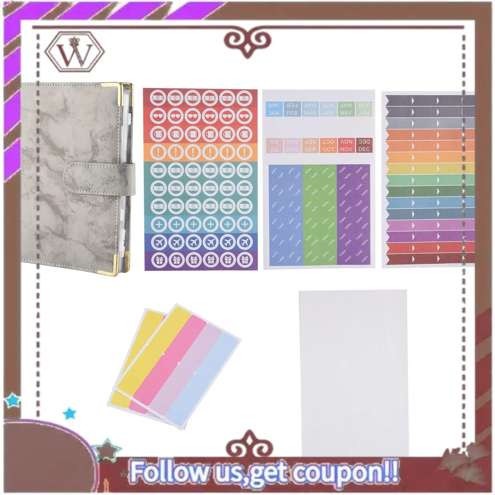 ABBG-予算バインダー 節約財布 現金詰め込みマネーオーガナイザー バインダー 予算ブックプランナーバインダー ラベルステッカー付き