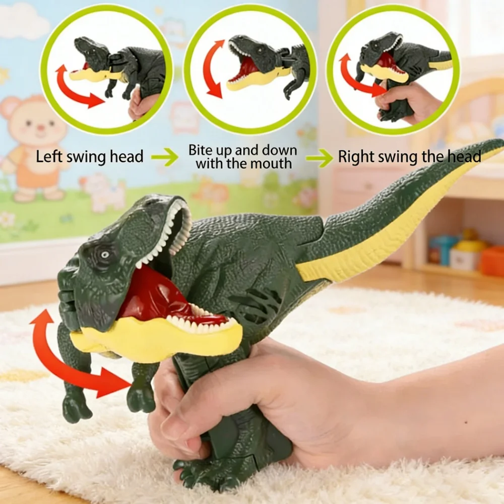 

Press Bite Roaring Electronic T-Rex Dinosaur Toy, Shaking Head & Sound Effects, Interactive Tyrannosaurus Gift for Kids