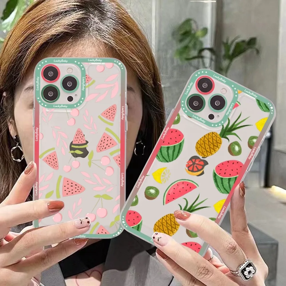 Watermelon Pattern Phone Case For Samsung S 20 21 22 23 lite plus ultra Clear Mobile Cover Funda