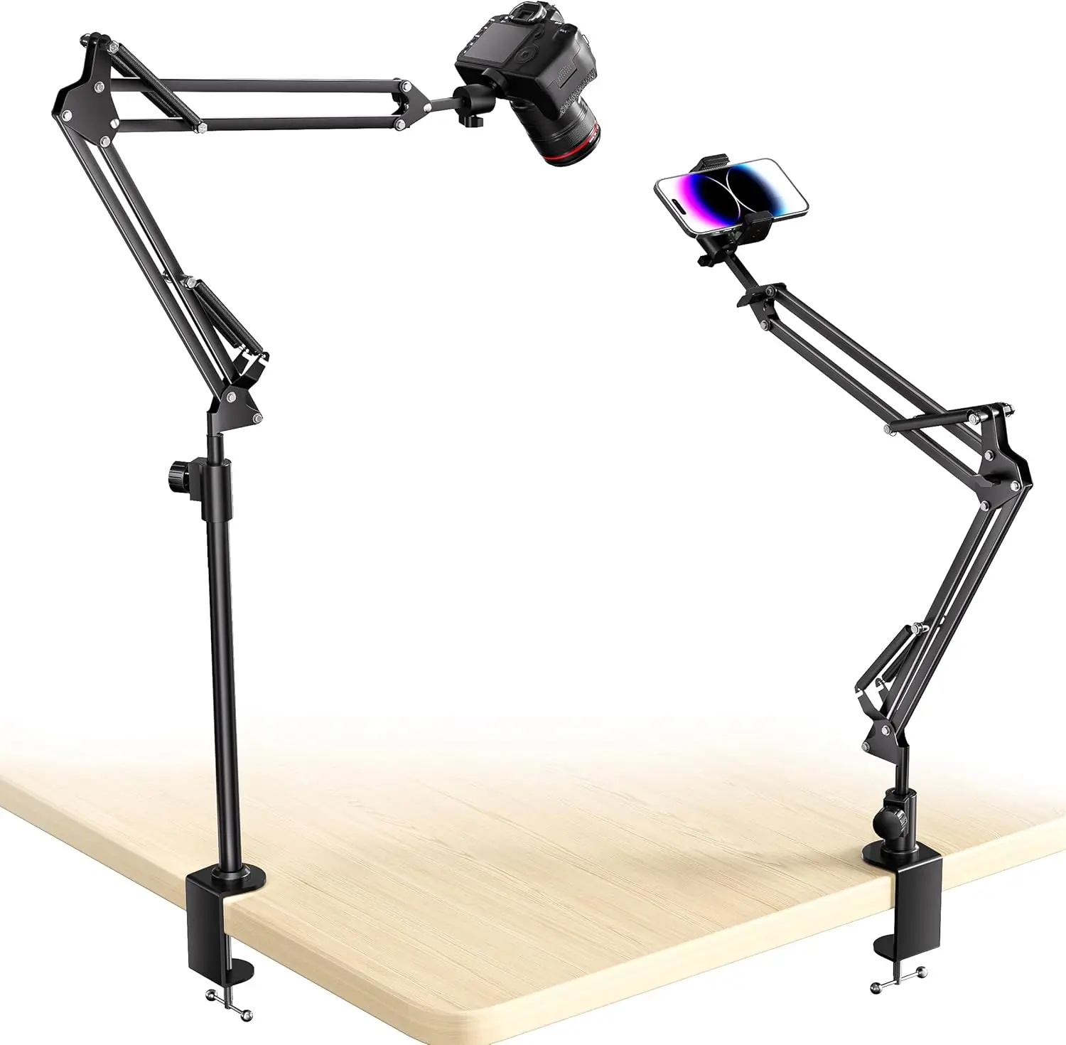 

Overhead Camera Mount with 360° Adjustable Arm & Phone Holder for TikTok Live Streaming Photography Studio Content Crea