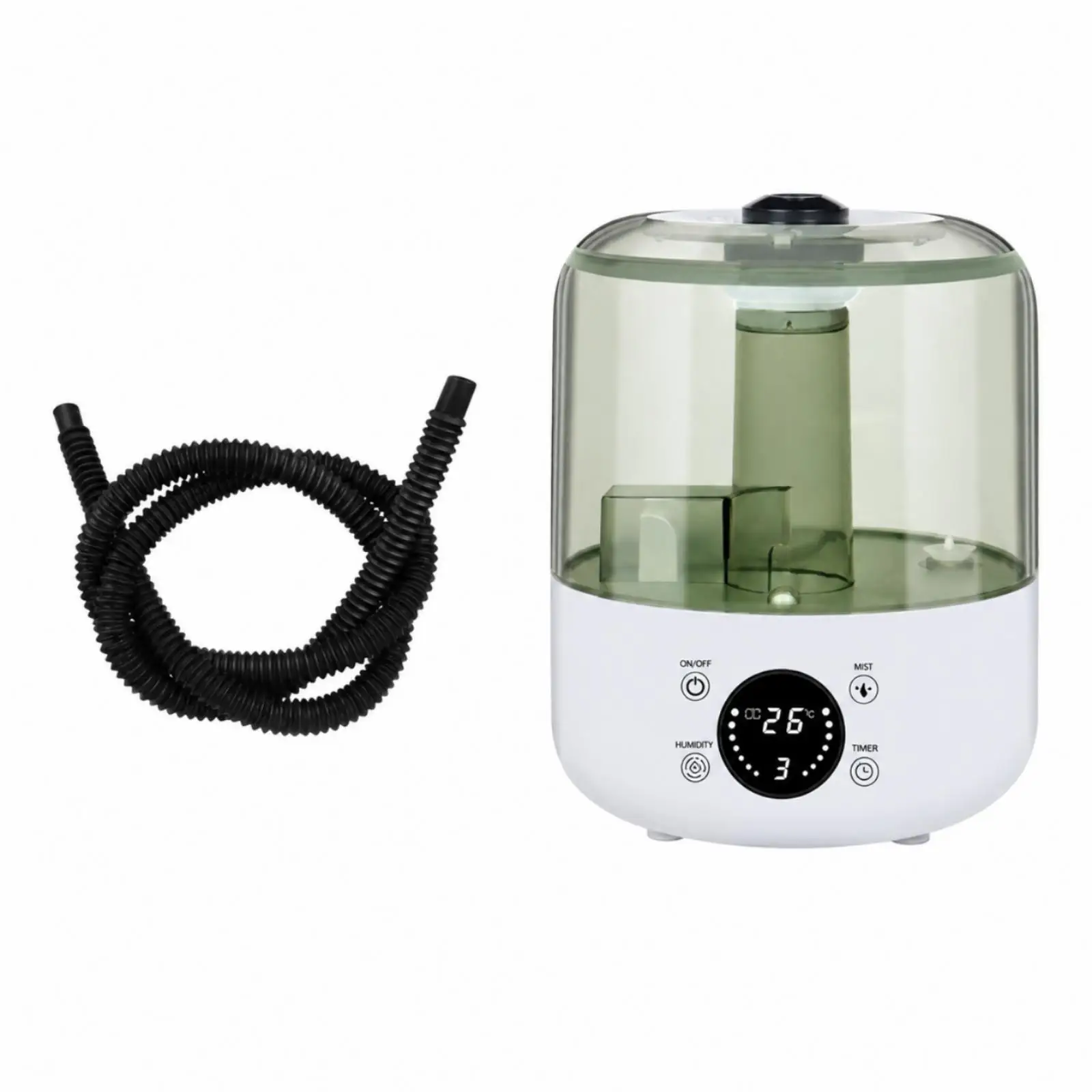 White Cylinder Mist Humidifier with Flexible Hose for Reptile Vivarium and Plant Greenhouse Humidity Control