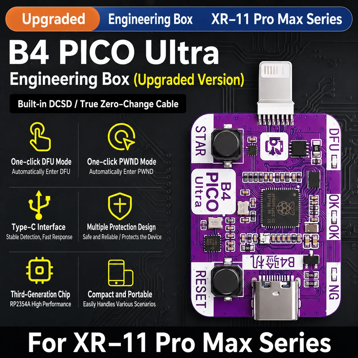 B4 PIC0 DFU RP2350A DFU Engineering Box Speziell für iPhone XR-11PM iPad Ein-Klick-Eintritt in den DFU-Neustart-Datenmodus – Detail 5