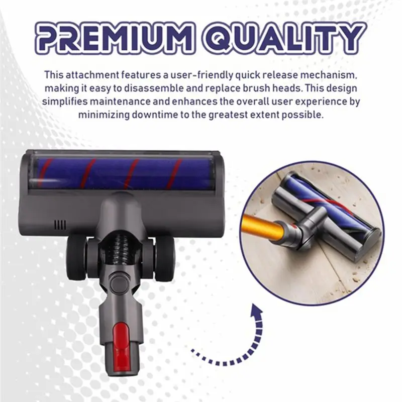 A23E-Soft Roller Cleaner Head Replacement For Dyson V7 V8 V10 V11 V15 Hardwood Floor Head Attachments With Green LED Lights