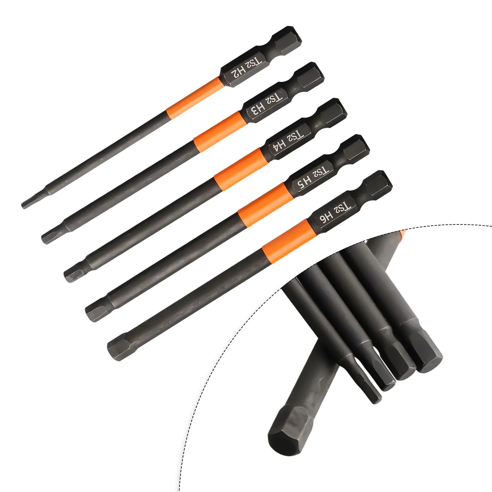 Hexagon Screwdriver Bit Set with Permanent Magnet Secure Screw Fixation Compatibility with Various Power Tools 5 Pieces