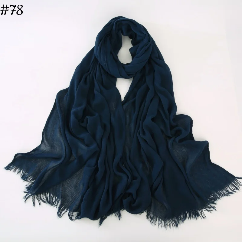 95-Farben-Schal aus weicher Baumwoll-Viskose, Rayon-Material, muslimischer Hijab, nahöstlich, einfarbig, Kopftuch mit Quaste – Detail 27
