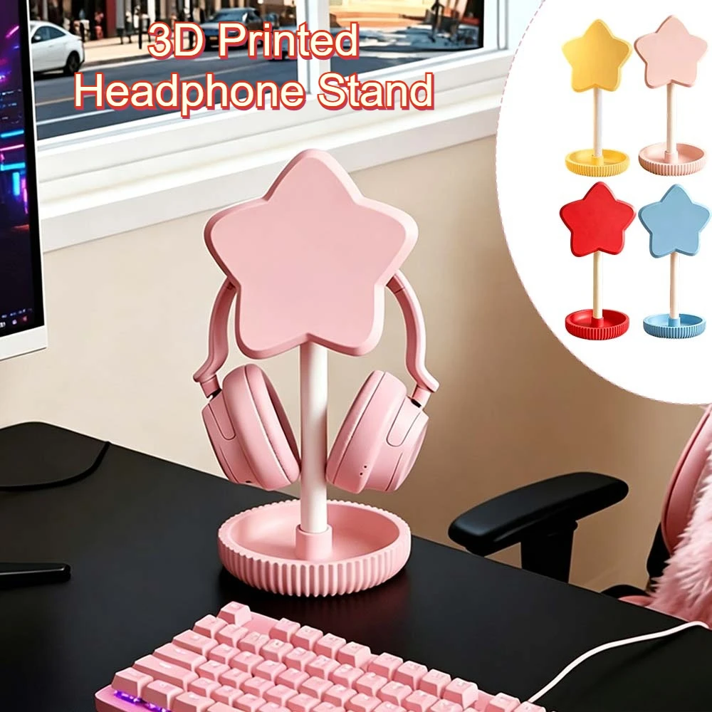 1pc Fashionable 3D Printed Headphone Stand with Stable Base,gaming Headset Stand,Minimalist Desk Accessories for Gamer Office