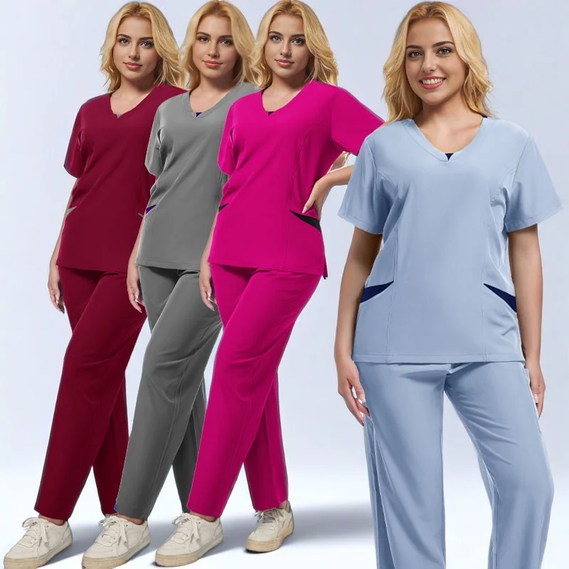 

Wholesale Doctor Nurse Scrubs Uniform Sets Nursing Medical Oral Dentist Operating Room Surgical Uniforms Beauty Salon Scrub Suit